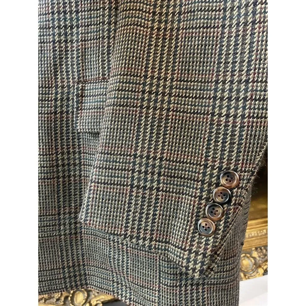 VTG‎ Tommy Hilfiger 40R USA MADE Glen Plaid Wool Tweed 3Btn Blazer Jacket Coat